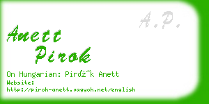 anett pirok business card